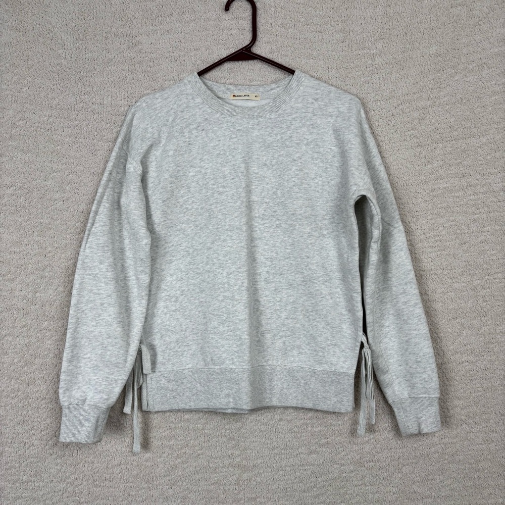 Marine Layer Sweatshirt Womens XS Gray Nora Side Tie Crewneck Pullover Boxy‎